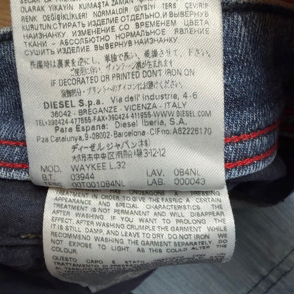 Diesel Waykee Jeans Mens 32x32 Blue Regular Straight Leg Stretch Denim 084NL - Picture 9 of 15